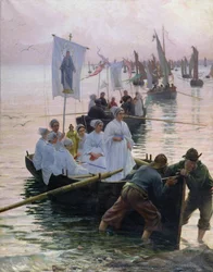Die Ankunft der Prozession von St. Anne von Fouesnant nach Concarneau, 1887